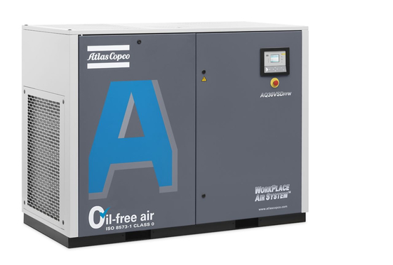30kw Oil Free Atlas Screw Air Compressor AQ-30 VSD 72dB Noise Level