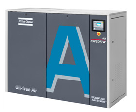 Oil Free Atlas Screw Air Compressor 15kw AQ 15 VSD Water Injected